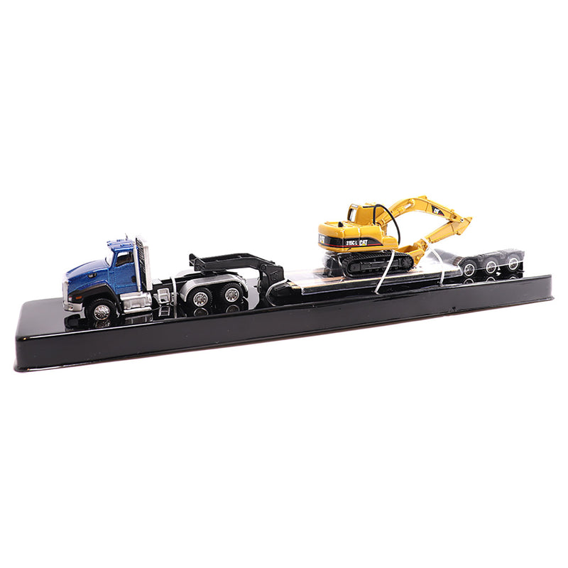 (B&D) 1/87 Caterpillar CT660 Day Cab with Lowboy Trailer & 315C L Hydraulic Excavator - Damaged Box
