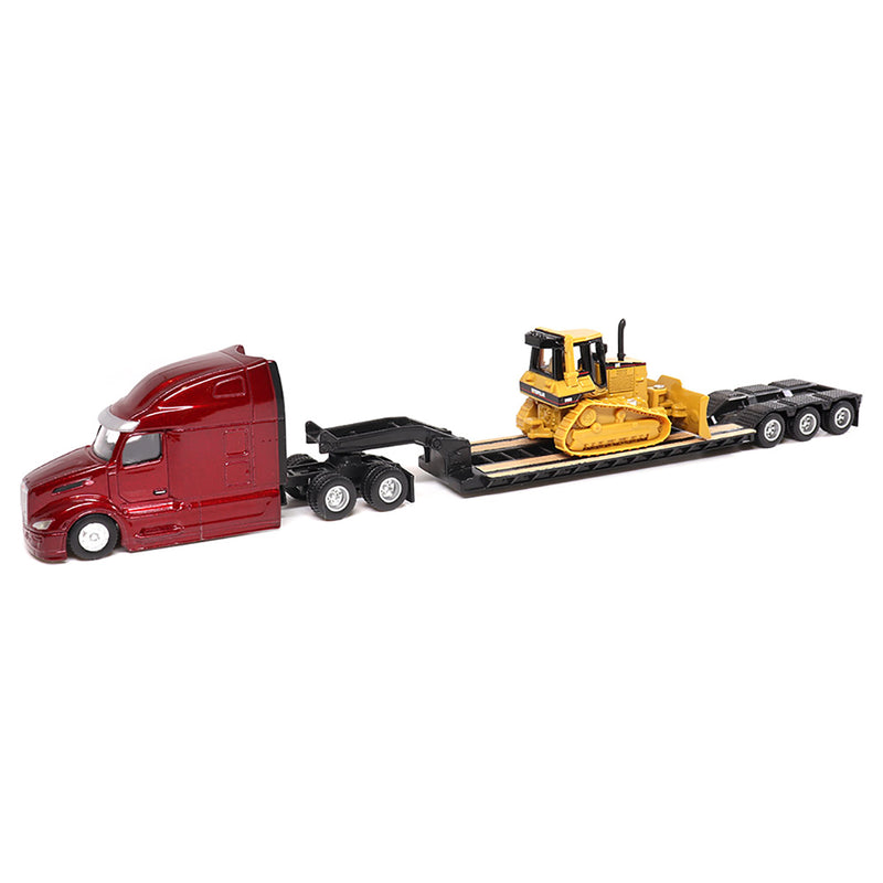 1/87 Peterbilt 579 UltraLoft Tandem Tractor with Lowboy Trailer & Caterpillar D5M Dozer by Diecast Masters