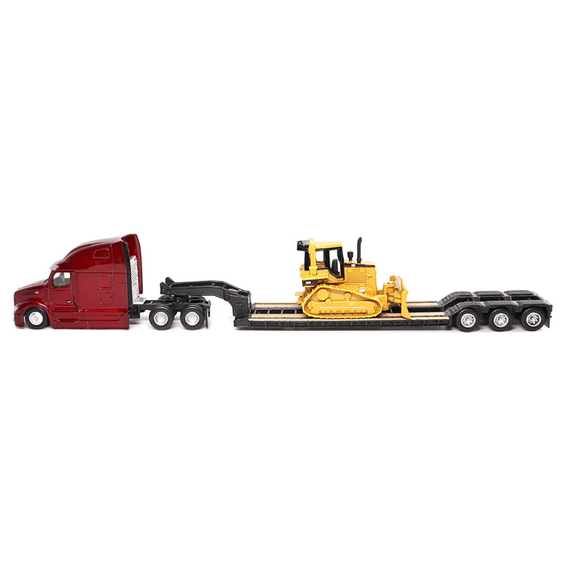 1/87 Peterbilt 579 UltraLoft Tandem Tractor with Lowboy Trailer & Caterpillar D5M Dozer by Diecast Masters