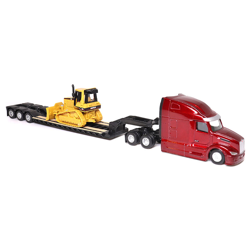 1/87 Peterbilt 579 UltraLoft Tandem Tractor with Lowboy Trailer & Caterpillar D5M Dozer by Diecast Masters