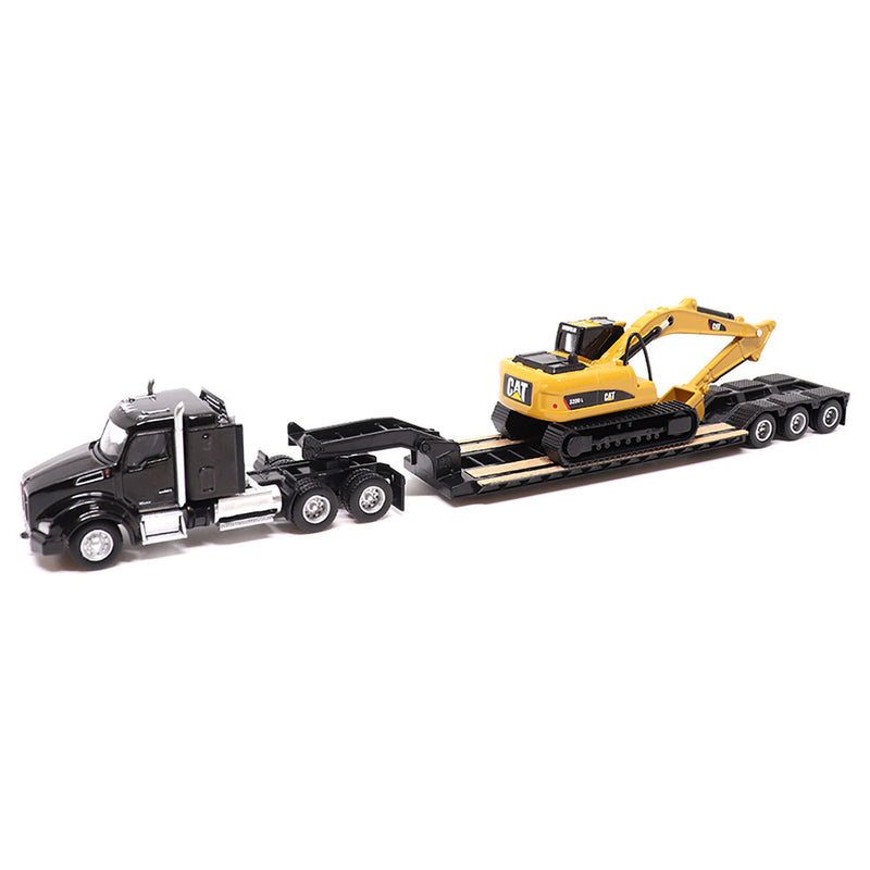 1/87 Kenworth T880s SBFS Tandem Tractor with Lowboy Trailer & Caterpillar 320D L Hydraulic Excavator by Diecast Masters