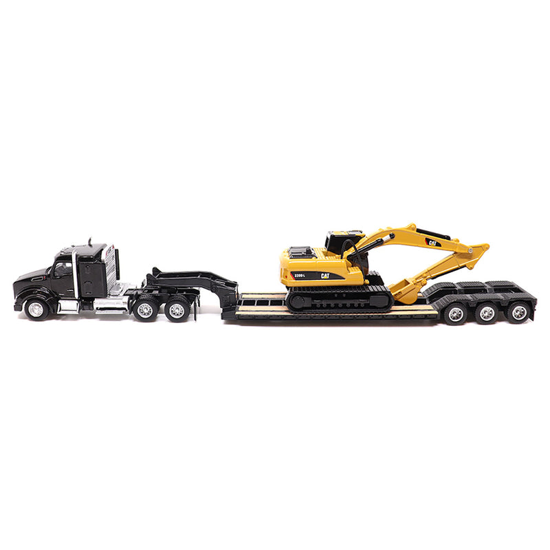 1/87 Kenworth T880s SBFS Tandem Tractor with Lowboy Trailer & Caterpillar 320D L Hydraulic Excavator by Diecast Masters