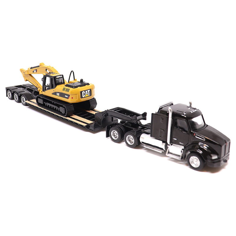 1/87 Kenworth T880s SBFS Tandem Tractor with Lowboy Trailer & Caterpillar 320D L Hydraulic Excavator by Diecast Masters