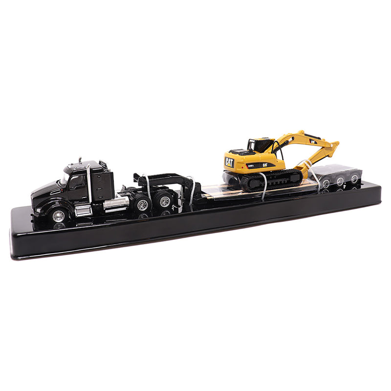 1/87 Kenworth T880s SBFS Tandem Tractor with Lowboy Trailer & Caterpillar 320D L Hydraulic Excavator by Diecast Masters
