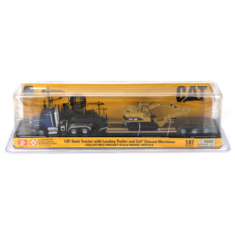 (B&D) 1/87 Caterpillar CT660 Day Cab with Lowboy Trailer & 315C L Hydraulic Excavator - Damaged Box