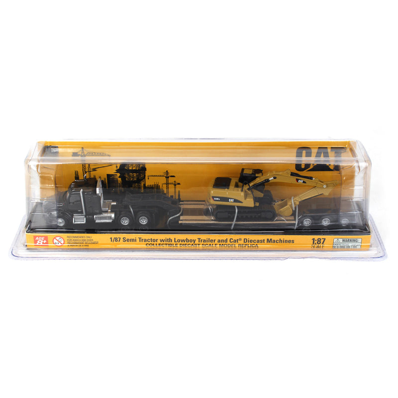 1/87 Kenworth T880s SBFS Tandem Tractor with Lowboy Trailer & Caterpillar 320D L Hydraulic Excavator by Diecast Masters