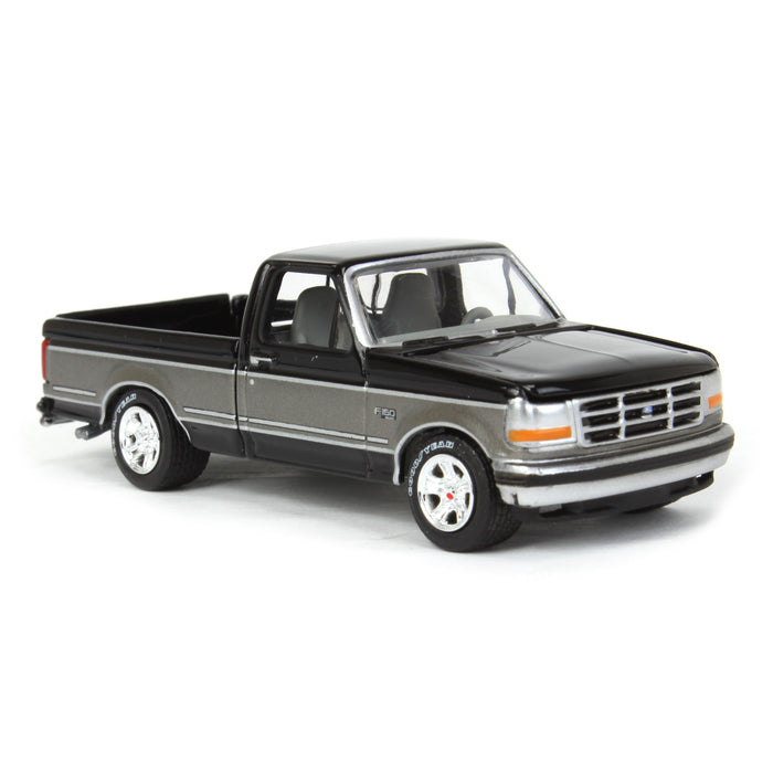 1/64 1994 Ford F-150, Ebony Black with Silver Stripe, LP Diecast Garage Exclusive by Johnny Lightning