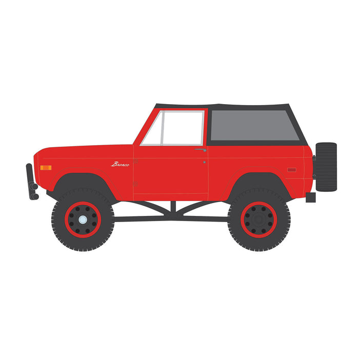 1/64 1969 Ford Bronco Lifted with Soft Top, Poppy Red, All-Terrain Series 16