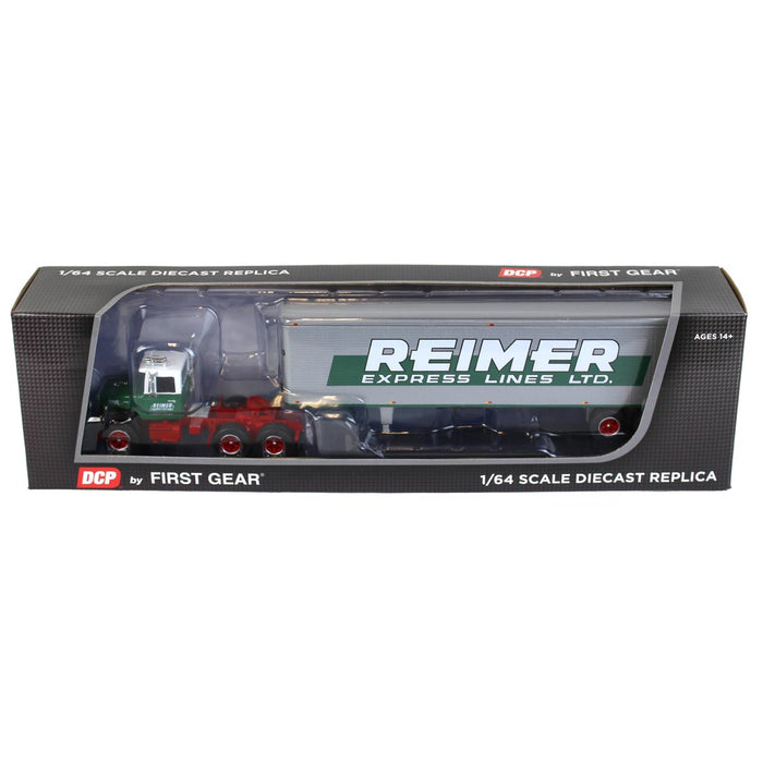 1/64 Green & Red Ford LN9000 with 40' Trailer, Reimer Express Lines, DCP by First Gear