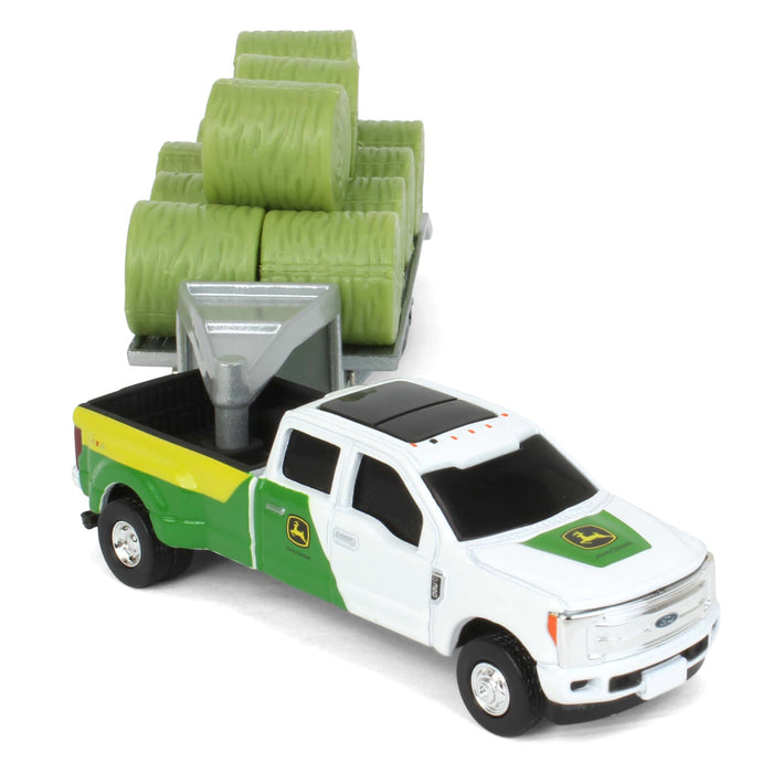 1/64 John Deere Ford F-350 Pickup & Trailer with 11 Round Bales