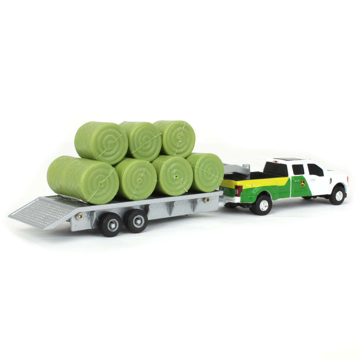1/64 John Deere Ford F-350 Pickup & Trailer with 11 Round Bales
