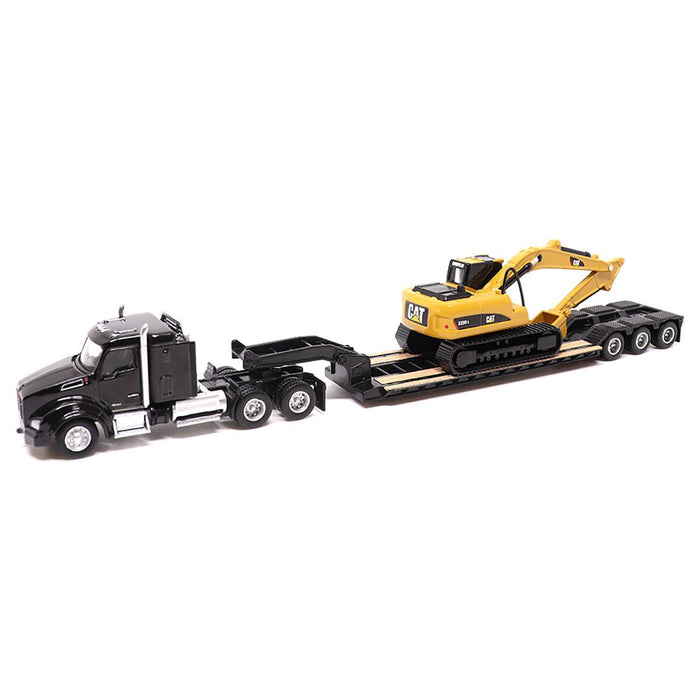 1/87 Semi Truck with Lowboy and Caterpillar Machine Set