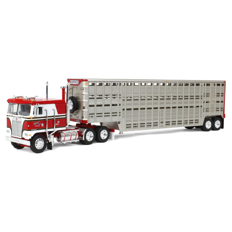 1/64 Kenworth K100 COE Semi Truck with 45ft Vintage Wilson Livestock Trailer, Koppes Truck Line, DCP by First Gear