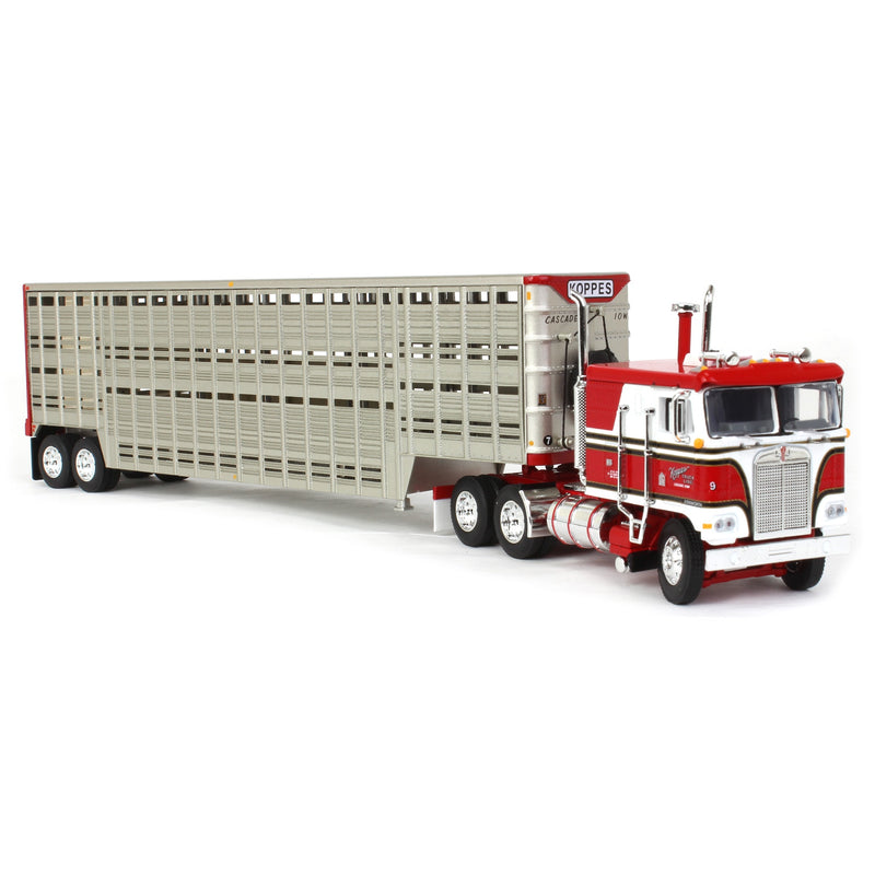 1/64 Kenworth K100 COE Semi Truck with 45ft Vintage Wilson Livestock Trailer, Koppes Truck Line, DCP by First Gear