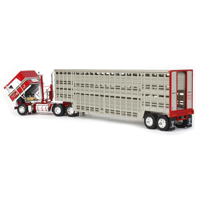 1/64 Kenworth K100 COE Semi Truck with 45ft Vintage Wilson Livestock Trailer, Koppes Truck Line, DCP by First Gear