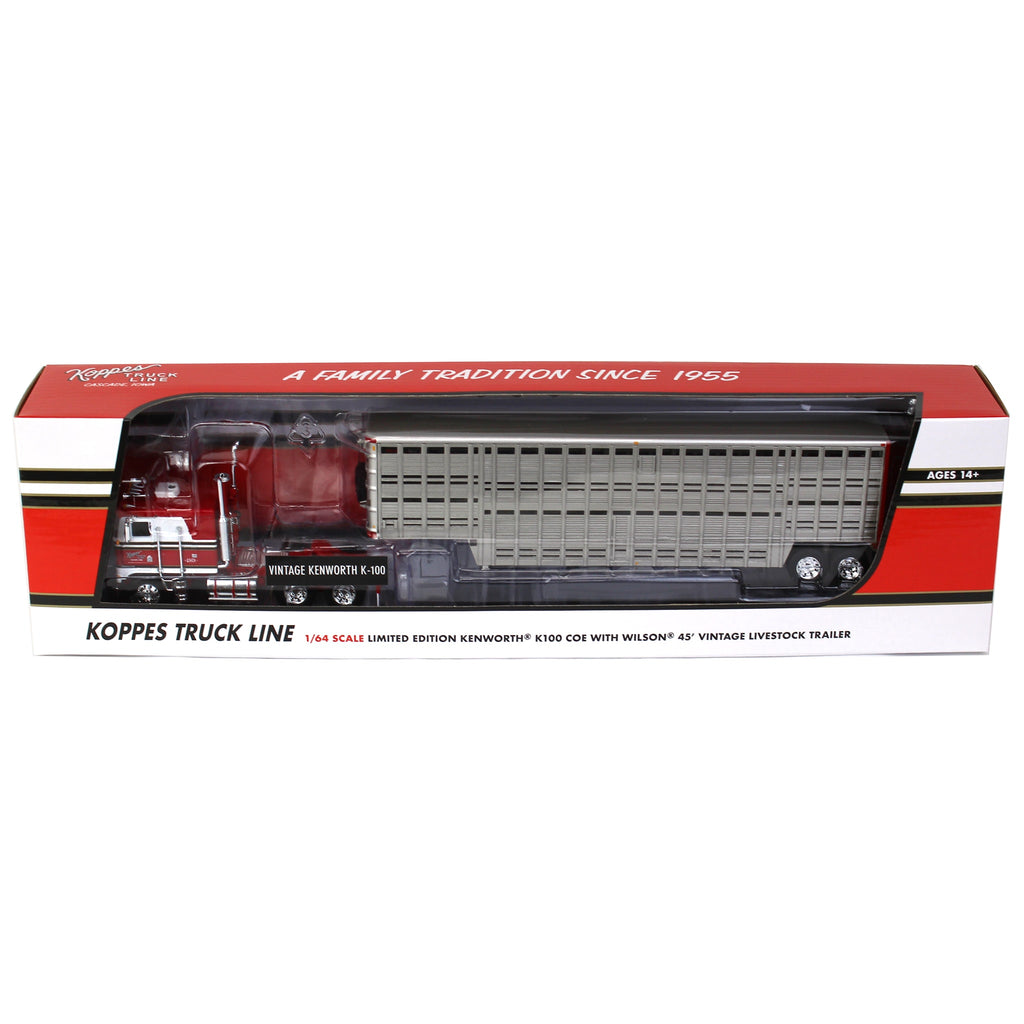 キングスベリー(Kingsbury ) COEトラックトイ 1/64 Kenworth K100 COE Semi Truck with 45ft Vintage Wilson