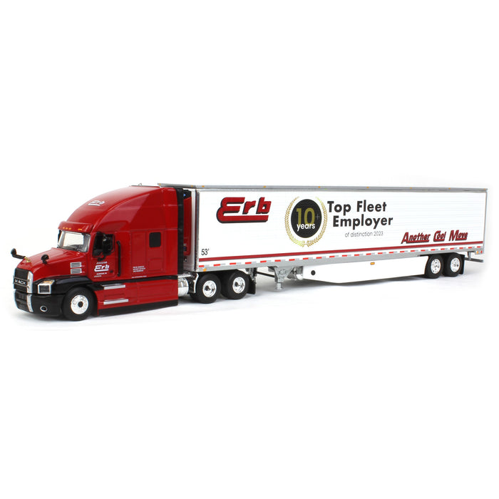 1/64 Mack Anthem High-Roof Sleeper with 53ft Reefer Trailer, Erb Transport, DCP by First Gear