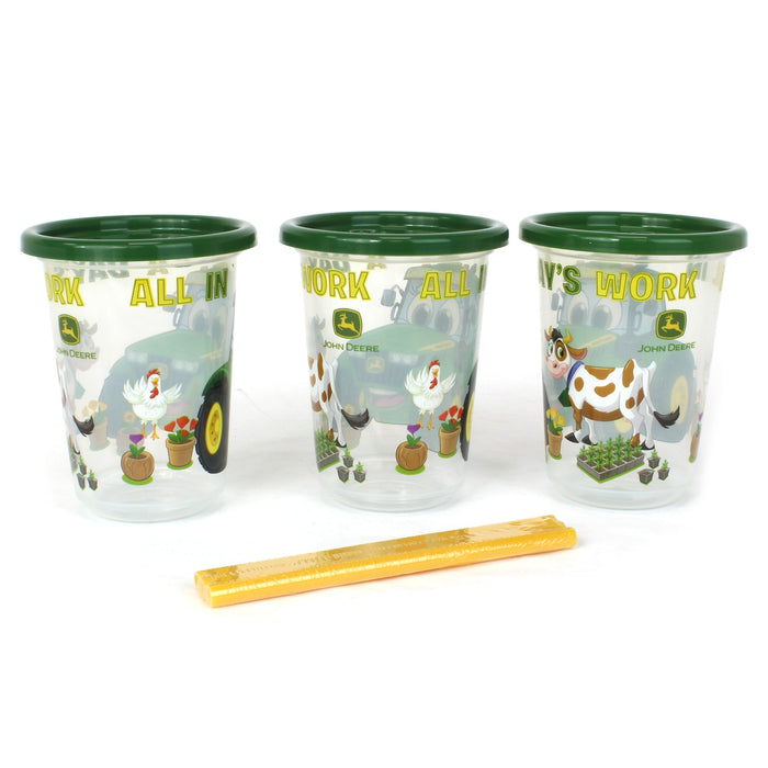 John Deere 10oz Spill Proof Straw Cup 3 Pack by ERTL