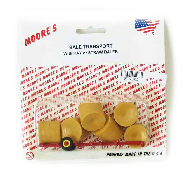 1/64 Plastic Red Frame Round Bale Transport and 6 Straw Bales