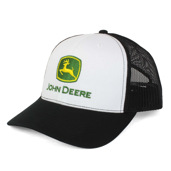 John Deere White & Black Mesh Back Hat