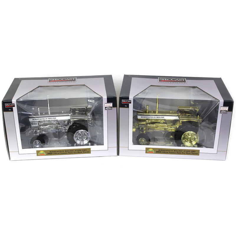 Gold & Silver Chrome Set ~ 1/16 Minneapolis Moline G-1000 Brown Belly Tractor, 2023 Summer Farm Toy Show