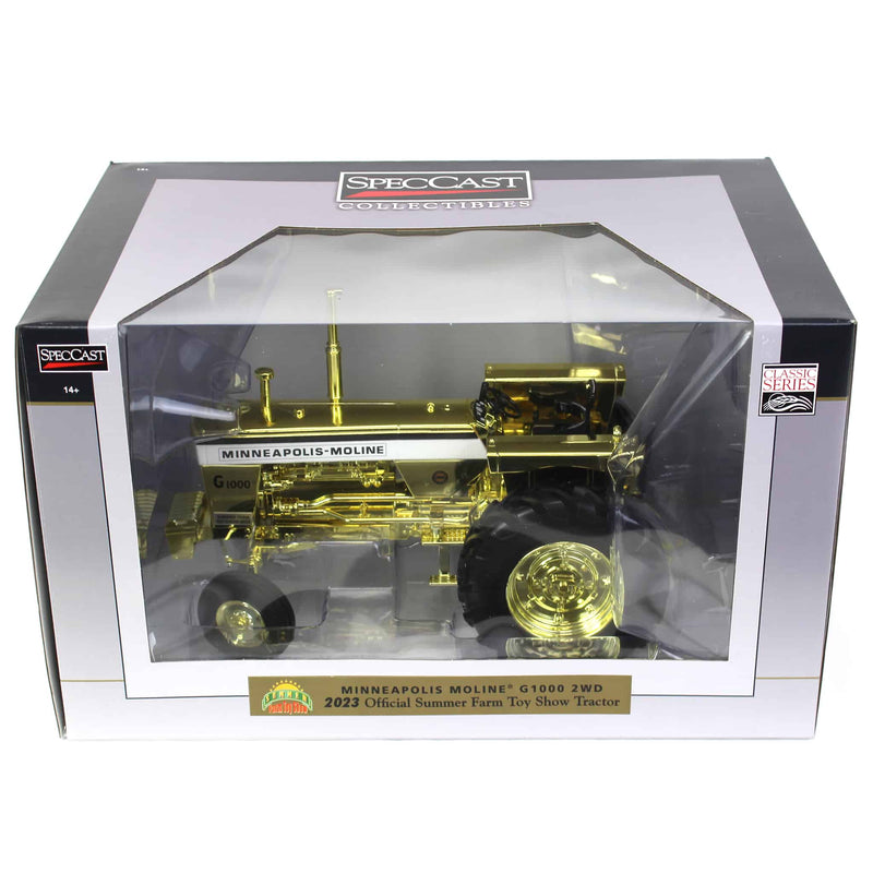 Gold & Silver Chrome Set ~ 1/16 Minneapolis Moline G-1000 Brown Belly Tractor, 2023 Summer Farm Toy Show