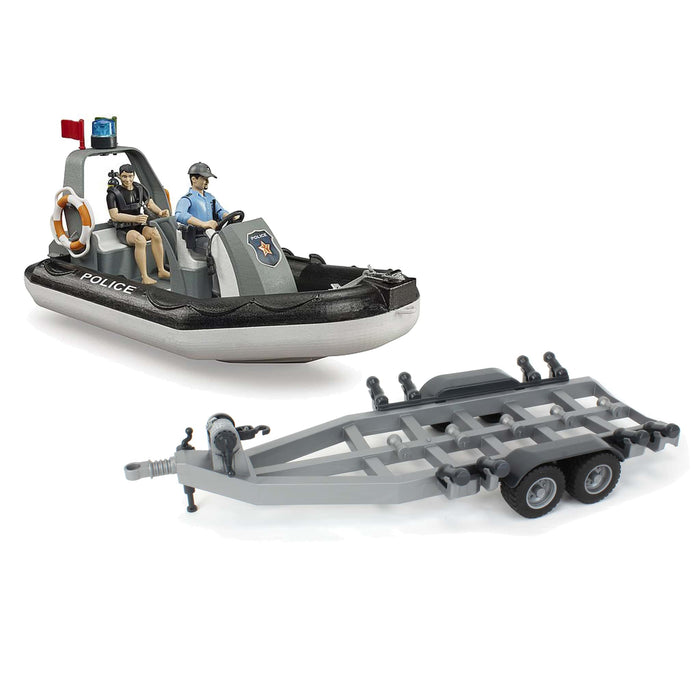 1/16 Police Boat with Boat Trailer and Figurines by Bruder