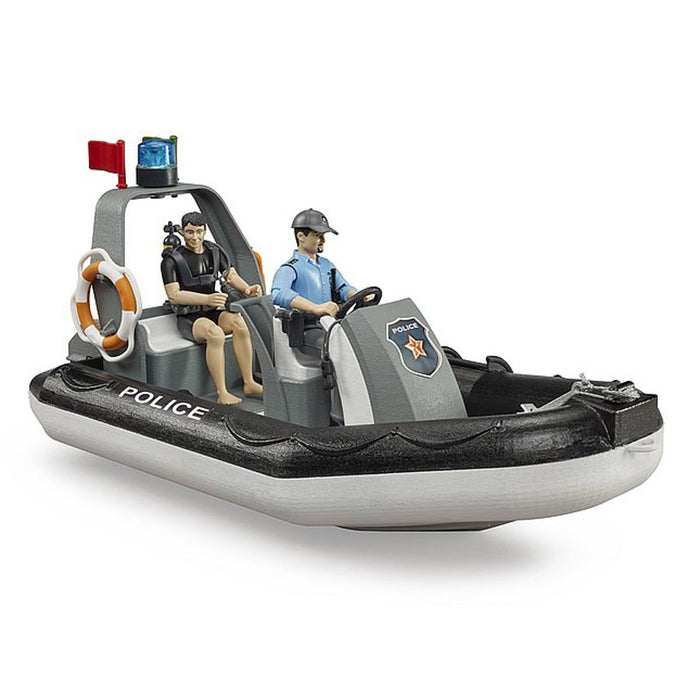 1/16 Police Boat with Boat Trailer and Figurines by Bruder