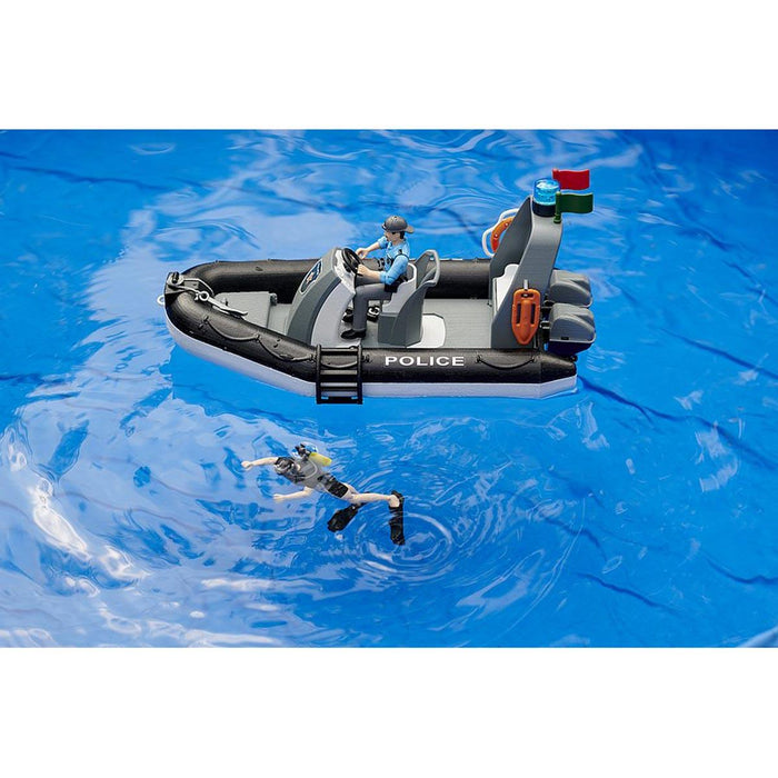 1/16 Police Boat with Boat Trailer and Figurines by Bruder