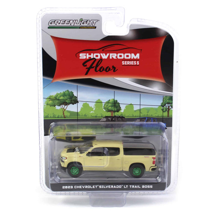 Green Machine ~ 1/64 2023 Chevrolet Silverado LT Trail Boss Z71, Sand Dune Metallic, Showroom Floor Series 5