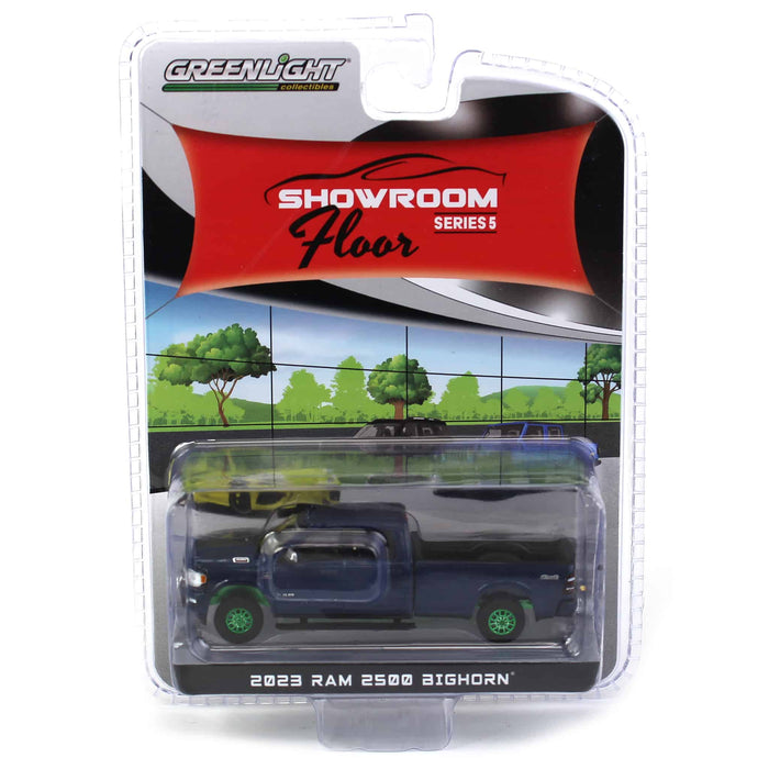 Green Machine ~ 1/64 2023 Ram 2500 Bighorn, Patriot Blue Pearl, Showroom Floor Series 5