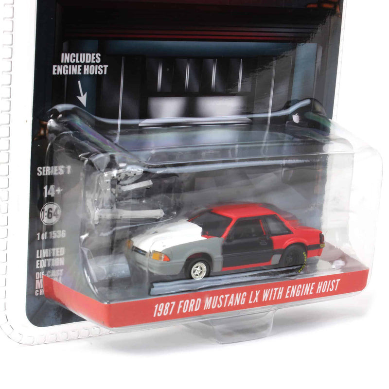 1/64 1987 Ford Mustang LX Project Car, Red & Gray with Black Door, LP Diecast Exclusive