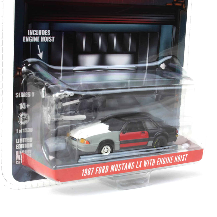 1/64 1987 Ford Mustang LX Project Car, Black & Gray with Red Door, LP Diecast Exclusive