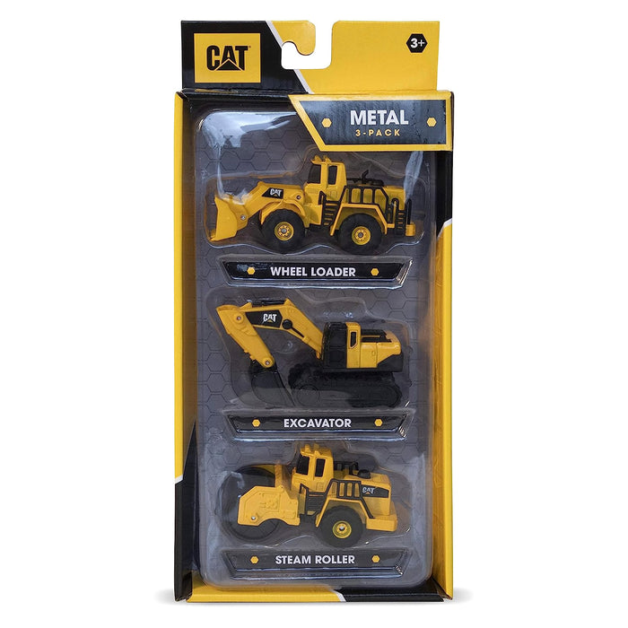 CAT Construction Metal Vehicle 3 Pack with Wheel Loader, Excavator & Steam Roller