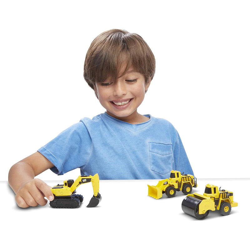 CAT Construction Metal Vehicle 3 Pack with Wheel Loader, Excavator & Steam Roller