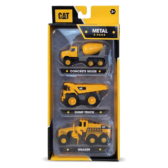 CAT Construction Metal Vehicle 3 Pack with Concrete Mixer Dump Truck Outback Toys