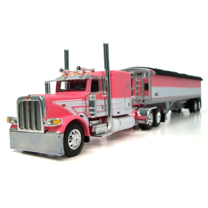 1/64 Pink & White Peterbilt 389 63in Flattop with 43ft Wilson Pacesetter Grain Trailer, DCP by First Gear