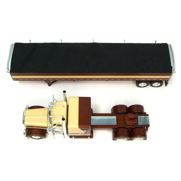 1/64 Brown & Tan Peterbilt 389 63in Flattop with 43ft Wilson Pacesetter Grain Trailer, DCP by First Gear