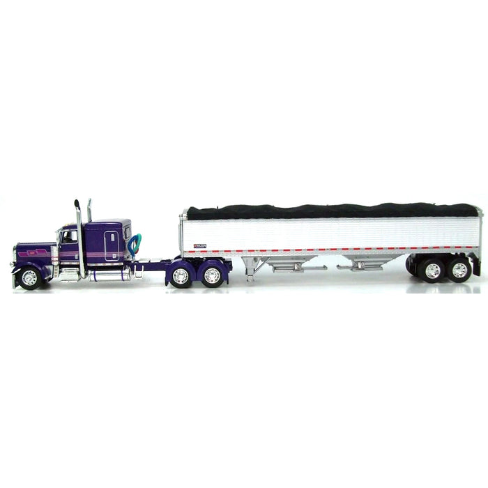 1/64 Purple & Pink Peterbilt 389 63in Flattop with 43ft Wilson Pacesetter Grain Trailer, DCP by First Gear