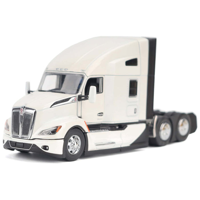 1/50 Pearl White Kenworth T680 76in High-Roof Sleeper Cab Tandem Tractor by Diecast Masters
