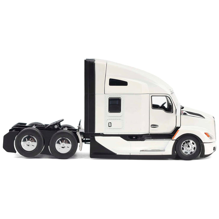1/50 Pearl White Kenworth T680 76in High-Roof Sleeper Cab Tandem Tractor by Diecast Masters