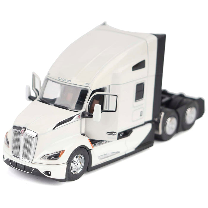 1/50 Pearl White Kenworth T680 76in High-Roof Sleeper Cab Tandem Tractor by Diecast Masters