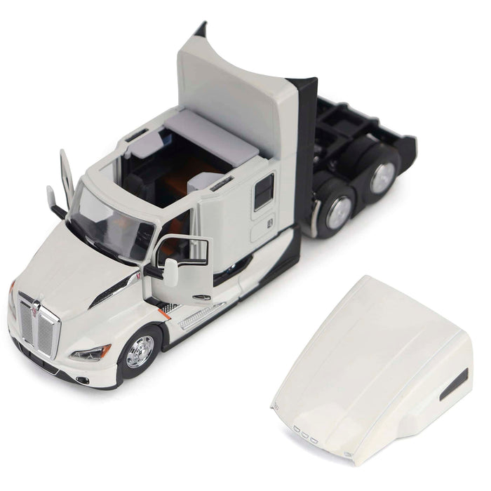 1/50 Pearl White Kenworth T680 76in High-Roof Sleeper Cab Tandem Tractor by Diecast Masters