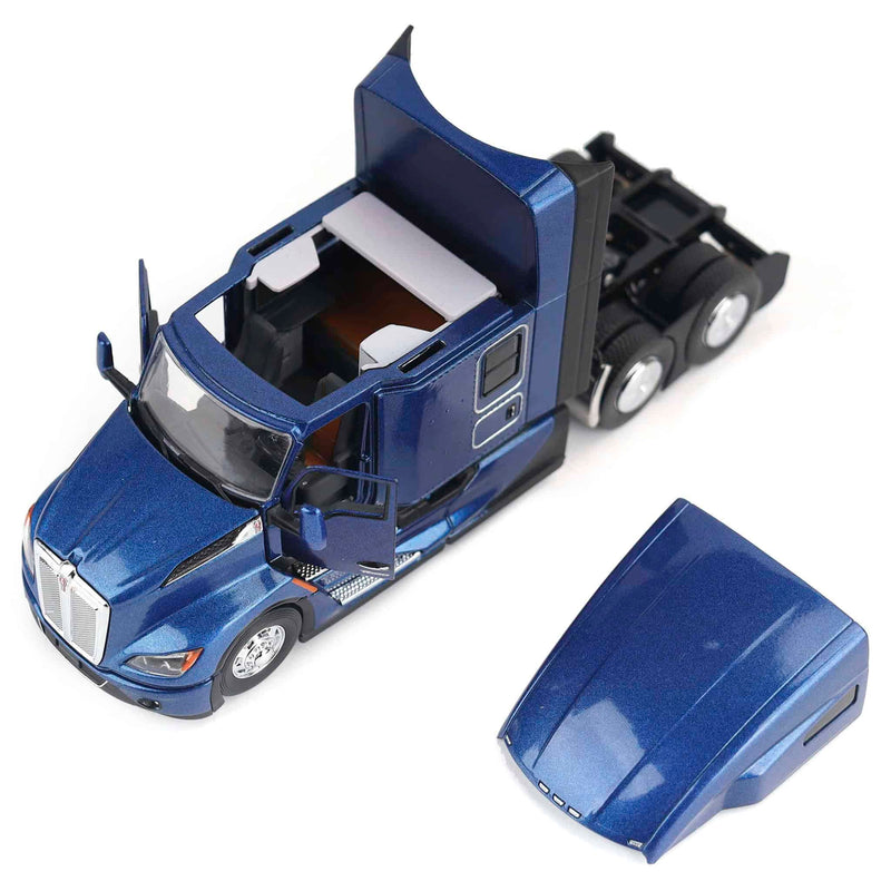 1/50 Cerulean Blue Kenworth T680 76in High-Roof Sleeper Cab Tandem Tractor by Diecast Masters