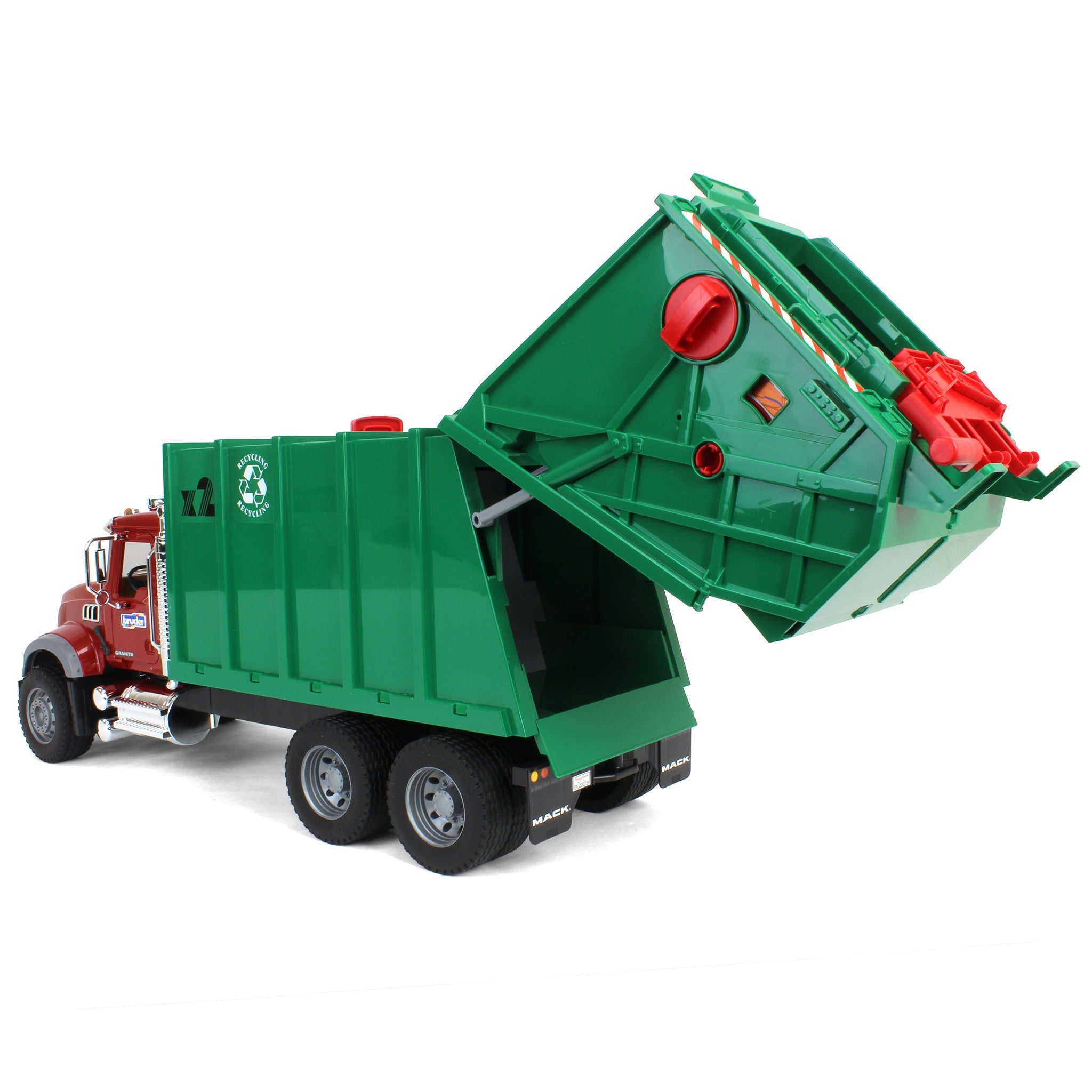 Bruder MACK Granite ゴミ収集車 ミニカー 1/16 MACK Granite Rear Loading Garbage Truck by Bruder — Outback Toys
