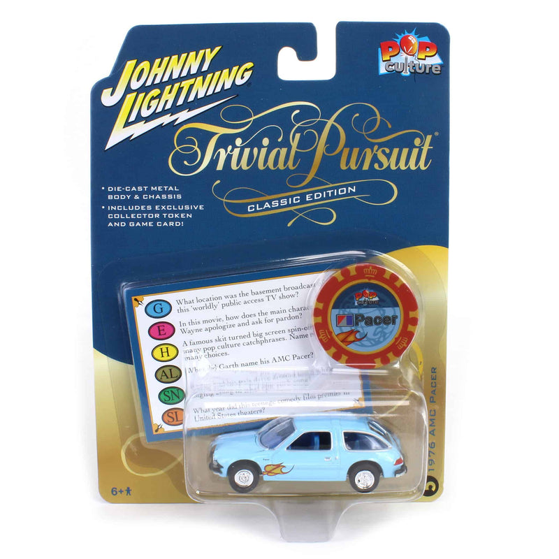 1/64 Johnny Lightning Trivial Pursuit - 1976 AMC Pacer with Poker Chip, Light Blue