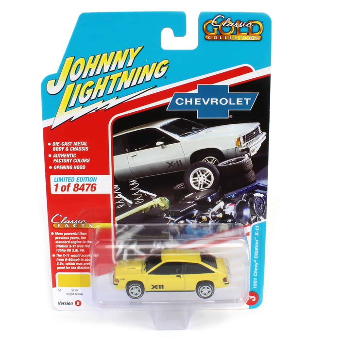 1/64 Johnny Lightning Classic Gold 2022 Release 3B - 1981 Chevrolet Citation X-1, Bright Yellow