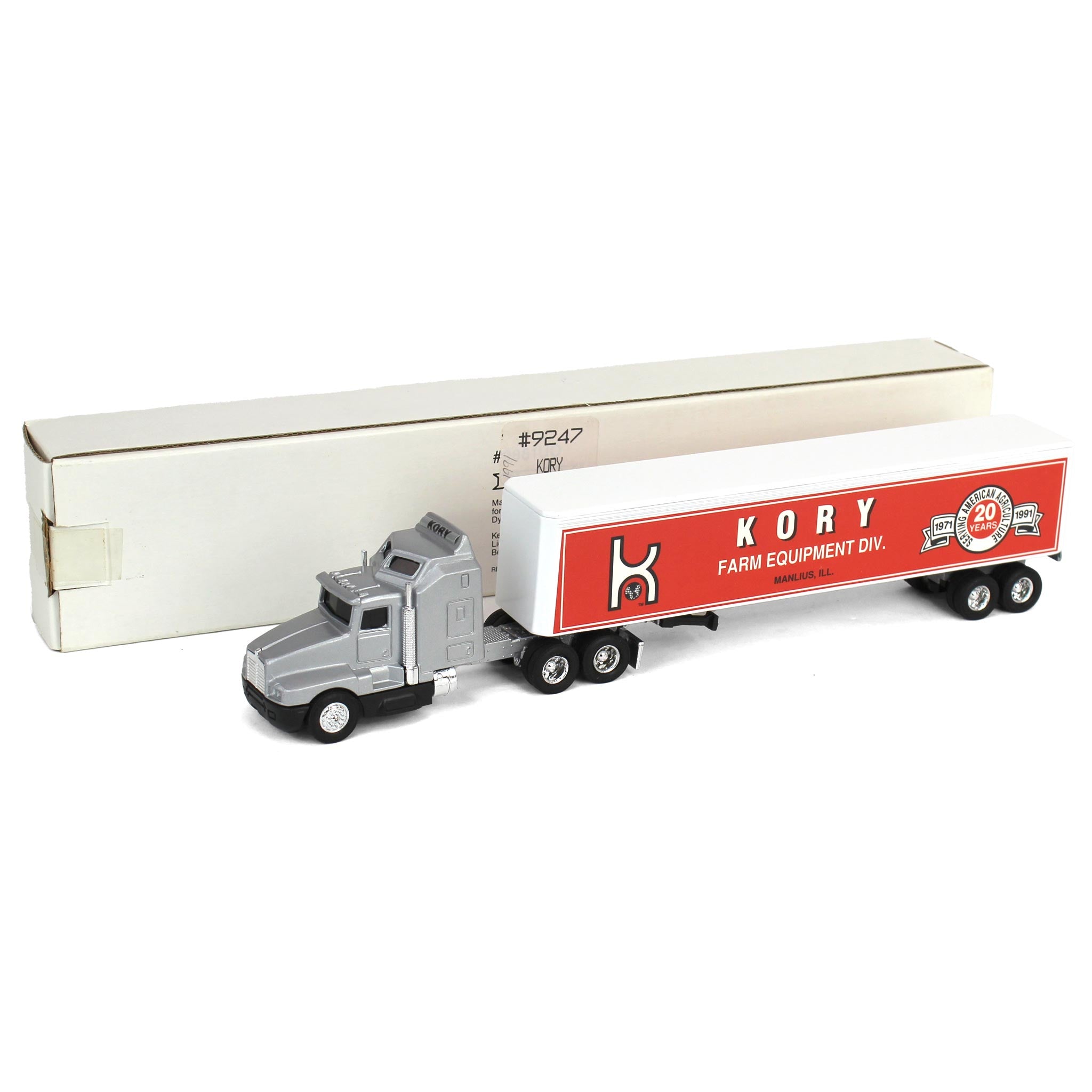 1/64 Kenworth T600A Semi Truck with 20 Years Kory Farm Equipment