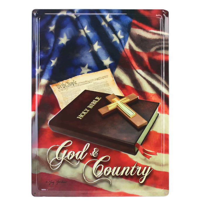 God & Country Holy Bible 12in x 17in Tin Sign