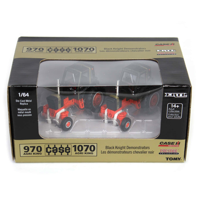 (B&D) 1/64 Case 970 & 1070 Agri King Black Knight Tractors Set, ERTL Prestige Collection - Damaged Box